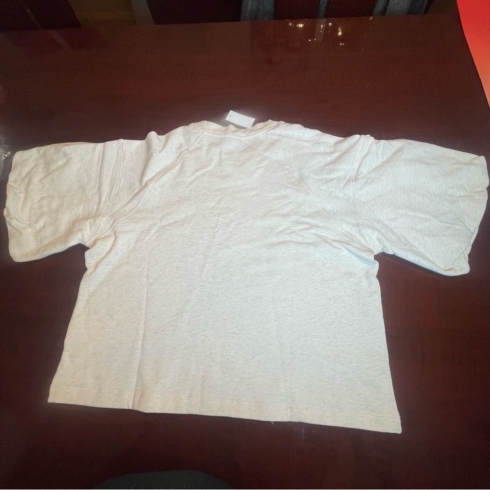 Madewell Puff-Sleeve Sweatshirt Tee Heather Natural Sz L Minimalist Chic lounge - Picture 8 of 8